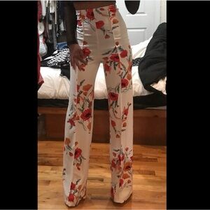 Floral High-Waisted Wide-Leg Trousers